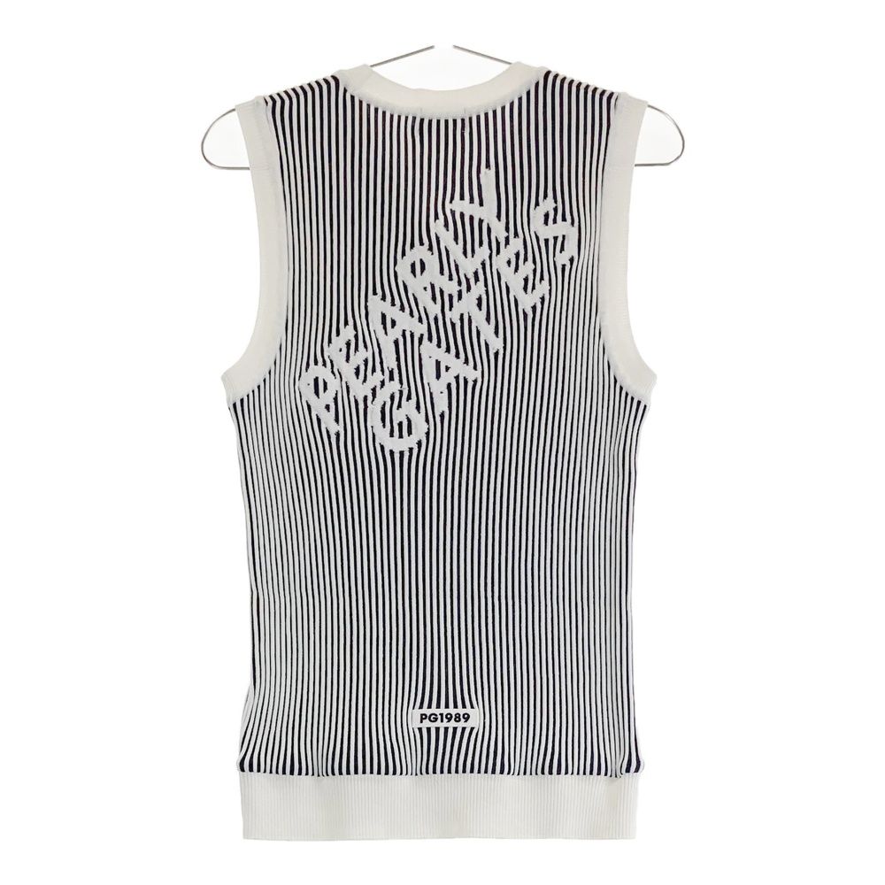 サイズ 1 PEARLY GATES パーリーゲイツ モデル Vネック ニットベスト ストライプ柄 ホワイト系 240101538247 ゴルフウェア レディース ストスト