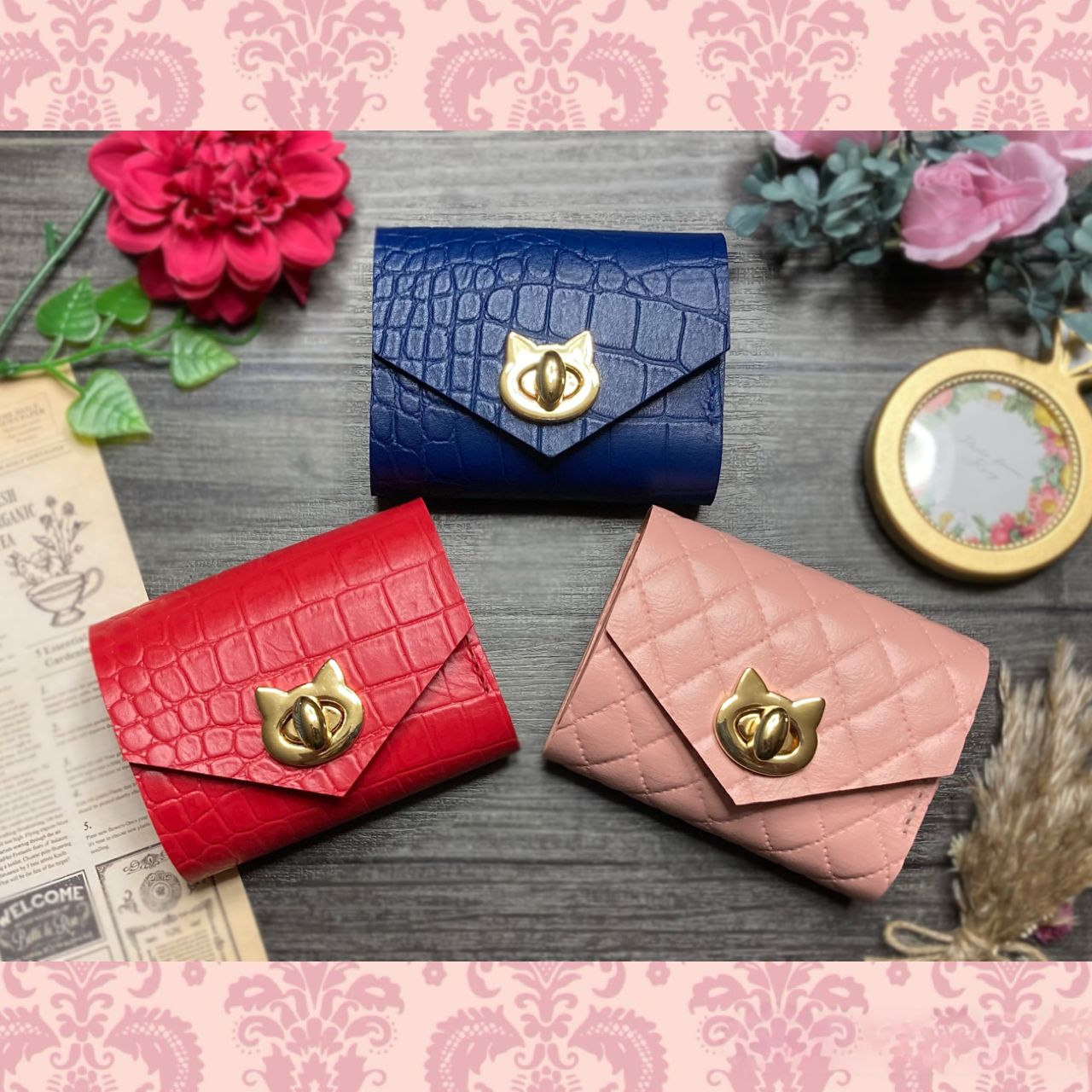 ❤【新作♪】【可愛さ×高級感♪】お洒落可愛い猫モチーフの総本革