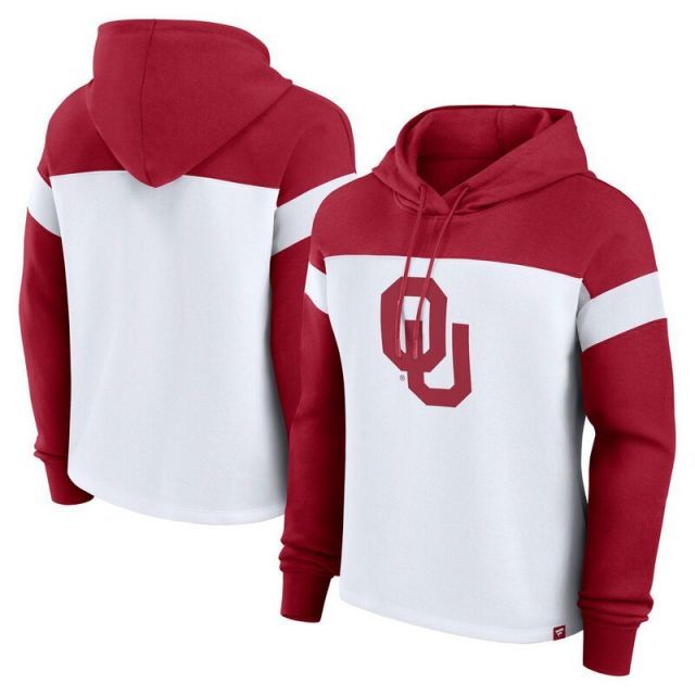 売れ筋商品|||ファナティクス パーカー・スウェットシャツ アウター レディース Women's White Oklahoma Sooners Striped Notch Neck Pullover Hoodie White Women's Fanatics White Oklahoma Sooners Striped Notch Neck