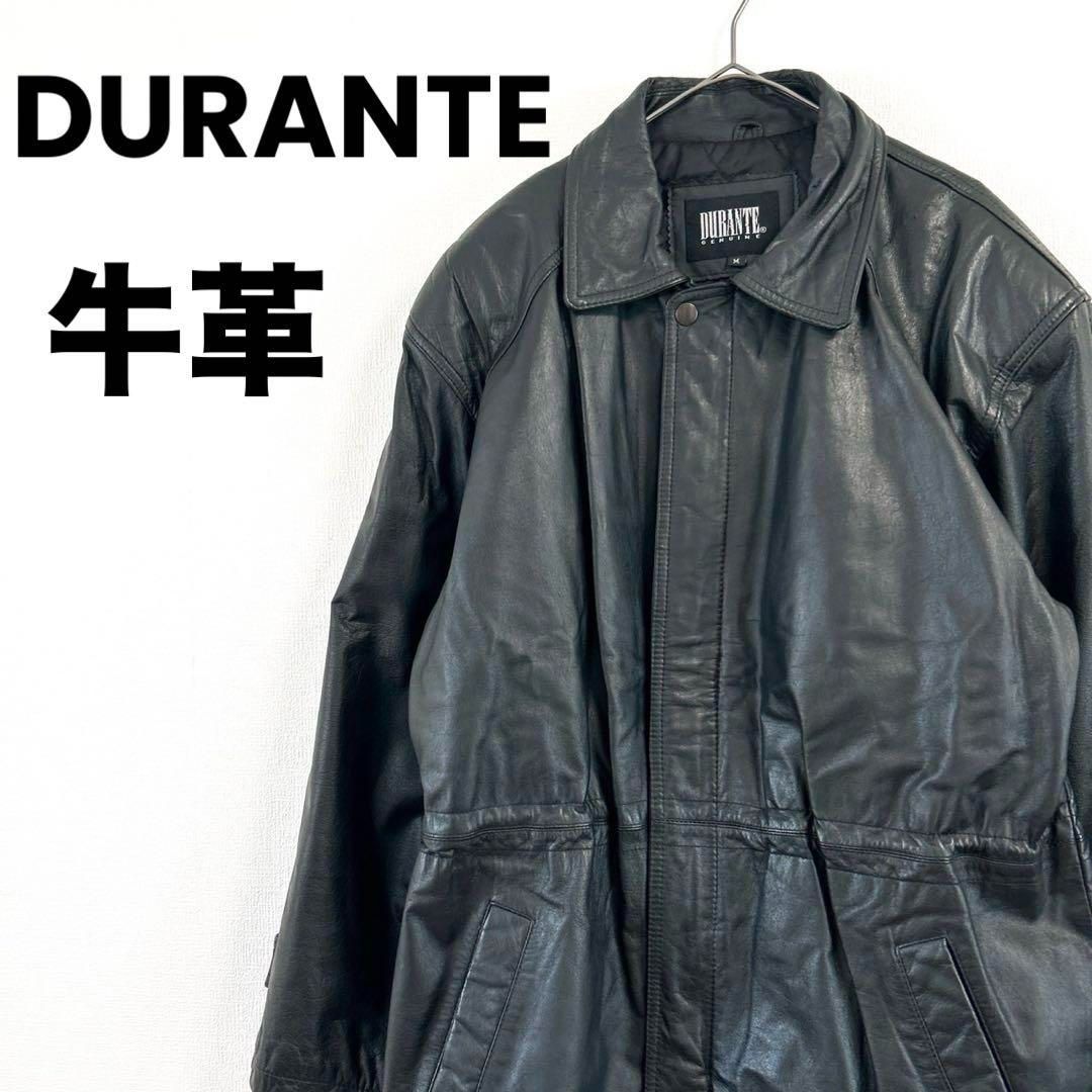 DURANTE デュランテ レザージャケット コート 牛革 ブラック M