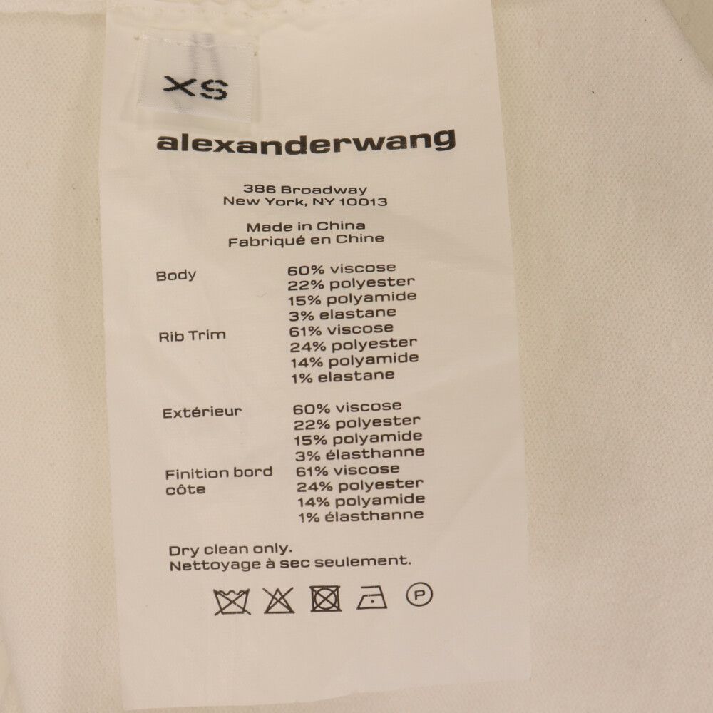 ALEXANDER WANG (アレキサンダーワン) フロントロゴパッチ長袖Tシャツ ショート丈 カットソー 4KC1221011 ホワイト