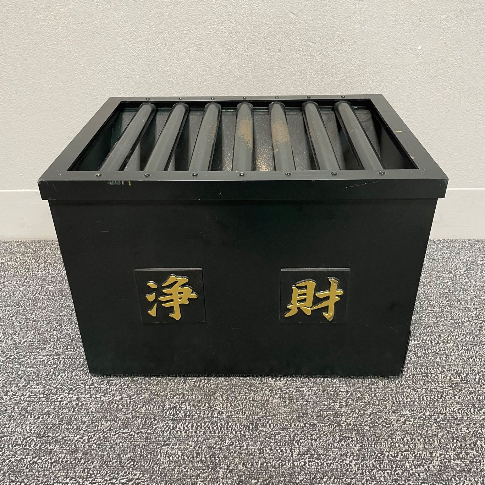 賽銭箱 箱型 真鍮製 約10キロ 鍵なし 浄財 f3