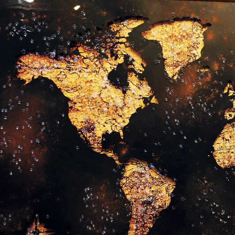 アートフレーム WOLRD 世界地図 水晶絵 アートパネル ウォールデコ モダン クラシック ブルックリン アンティーク