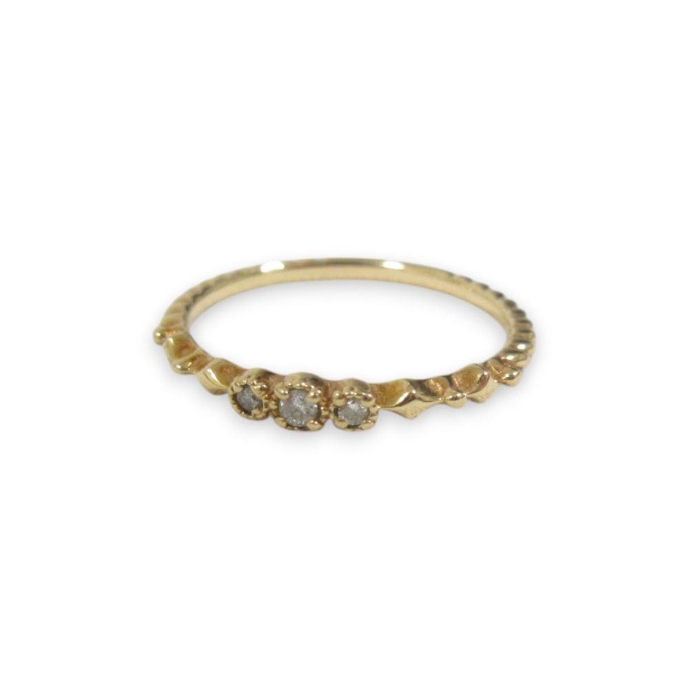 美品 agete アガット K10 ローズカット 0.04ct 3Pダイヤモンド リング 