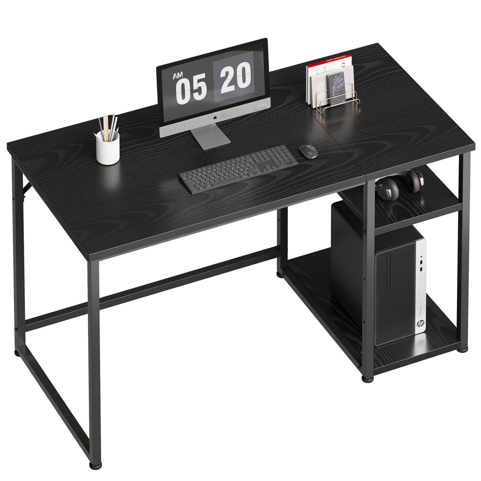 スチールウッド簡易棚付きデスク SZ122HFD 幅120*奥行55cm table パソコンラック 家具 ブラック 勉強机 カウンターテーブル ゲーミングデスク 子 pcデスク 机 desk デスク デスク 120 ラック付き パソ