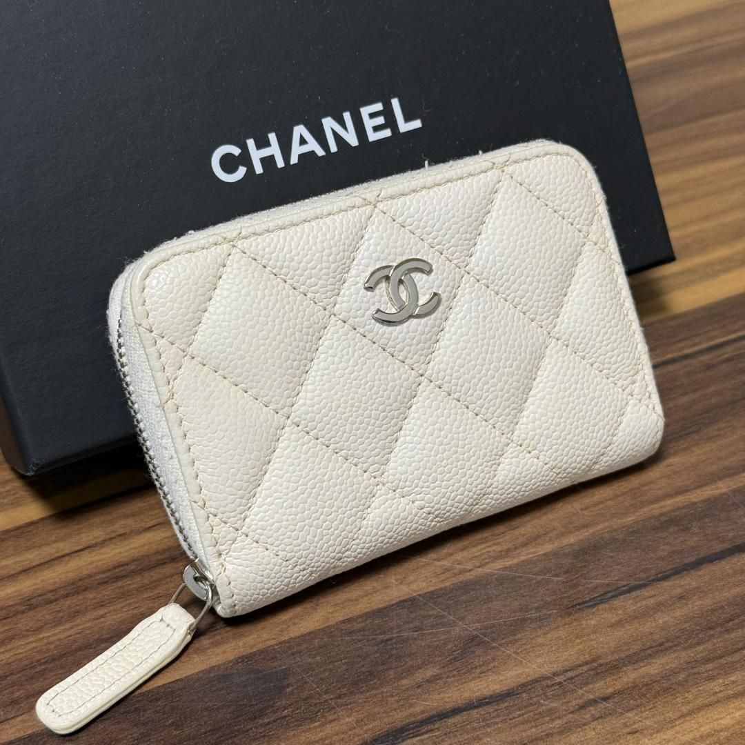 30番台 CHANEL コインケース キャビアスキン マトラッセ ココマーク ミニ財布