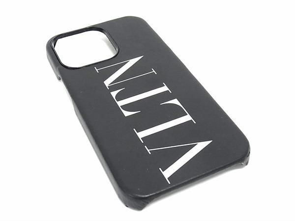 ■美品■ VALENTINO GARAVANI ヴァレンティノ ガラヴァーニ レザー iPhone13 Pro対応 アイフォンケース スマホケース ブラック系 AU7732 □美品□ VALENTINO GARAVANI ヴァレンティノ ガラヴァーニ レザー