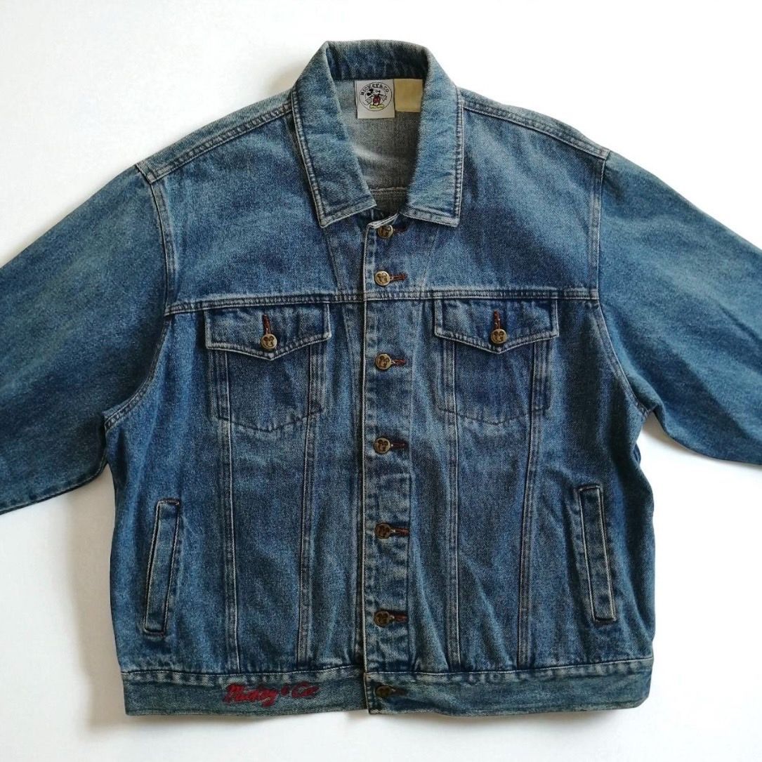 90年代 Mickey&Co. ディズニー デニムジャケット Gジャン ミッキー 型