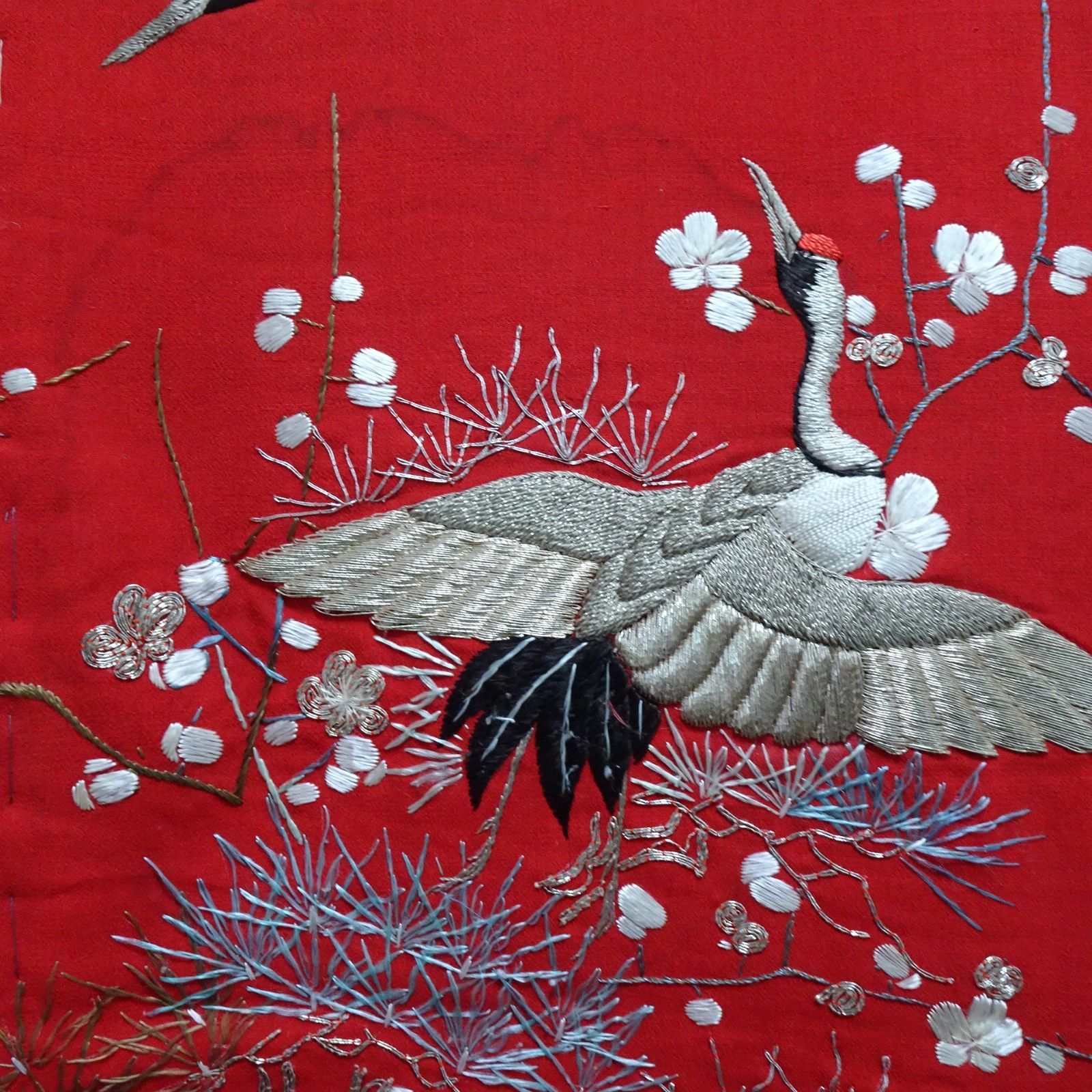 ◇江戸末明治頃 松竹梅鶴亀刺繍 打掛◇ 時代裂時代衣装古裂小袖裂振袖 