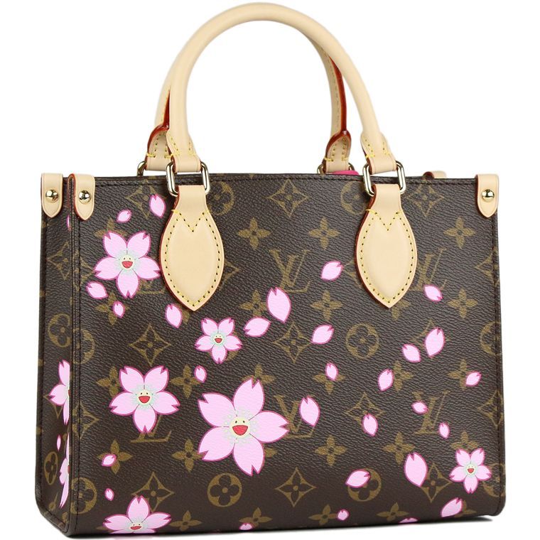 【村上隆コラボ】◆LouisVuitton◆オンザゴーPM ハンドバッグ 桜 ルイ・ヴィトン】村上隆氏のアイコンモチーフ「桜」のバッグや