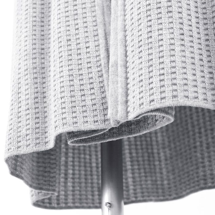 FOXEY YORK フォクシー ニューヨーク ニットワンピース ワッフル編み切替 スキッパー フ シルエット センタープリーツ ショートスリーブ 半袖 レディース 38 グレー 37442