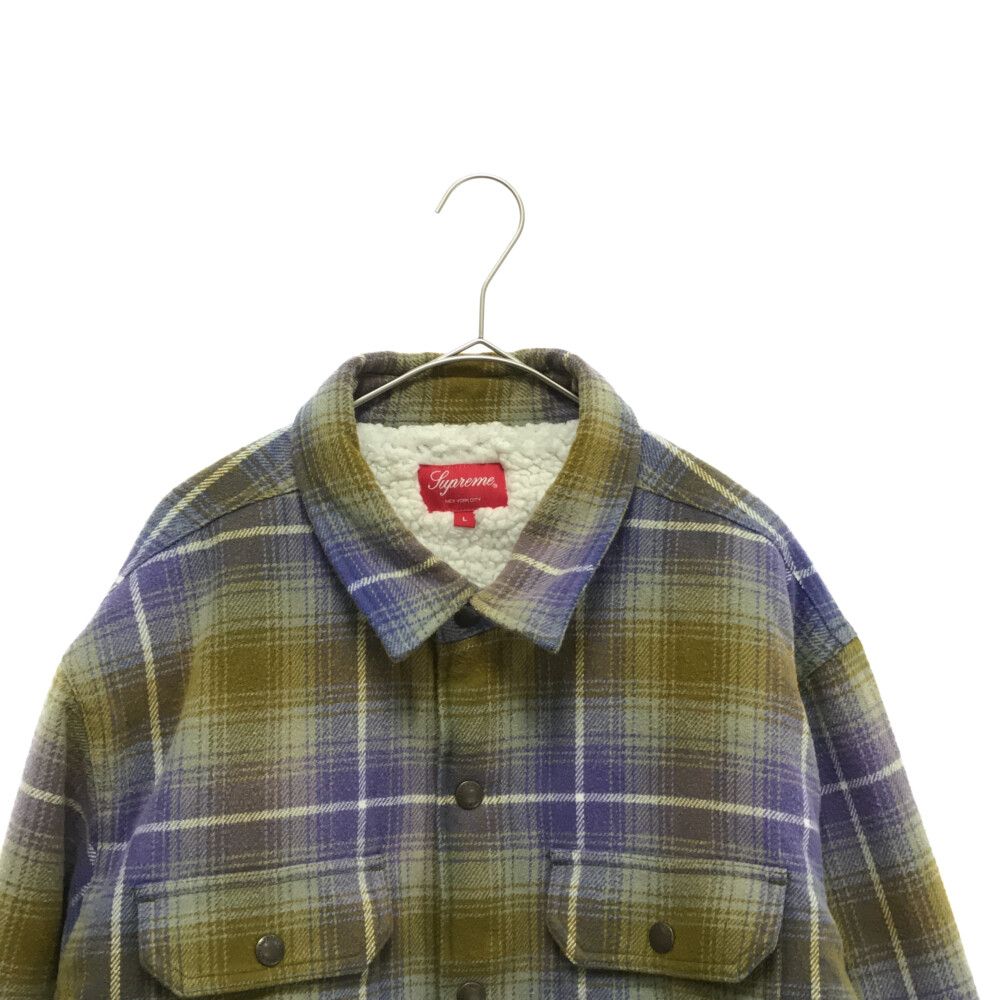 SUPREME (シュプリーム) 22AW Shearling Lined Flannel Shirt シアリング ラインドフランネル シャツ  パープル/オリーブ