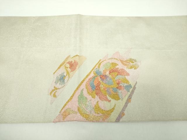 平和屋着物○西陣 川島織物 本金 爪掻き本綴れ 八寸名古屋帯 更紗花文  