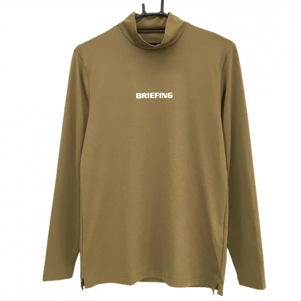 超 ブリーフィング 長袖ハイネックシャツ カーキ系 後ろセンターロゴ メンズ S ゴルフウェア BRIEFING
