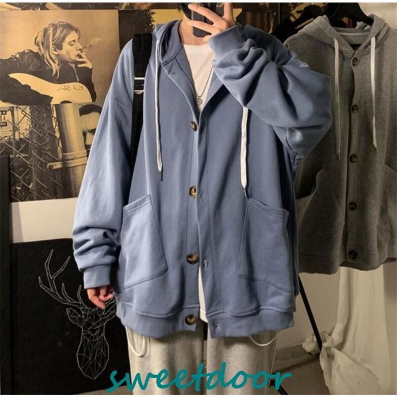 新作 メンズトップス カーディガン 長袖 フード付き 通勤 通学 カジュアル : ファッションメンズシャツ長袖フード付きジャケット