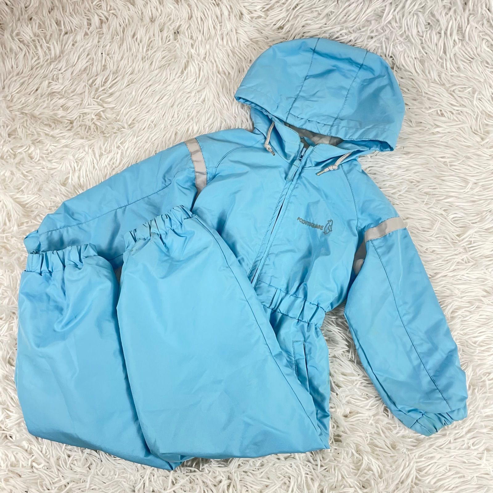 POINT SQUARE スノーウェア 100 スキーウェア ジャンプスーツ スノボ キッズ 子供 オーバーオール つなぎ フードあり