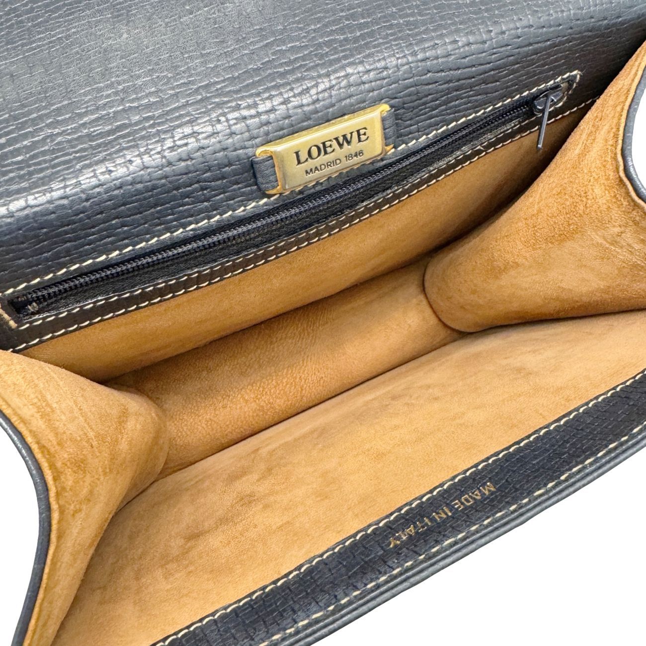LOEWE ロエベ バルセロナ ハンドバッグ レザー ネイビー ヴィンテージ 