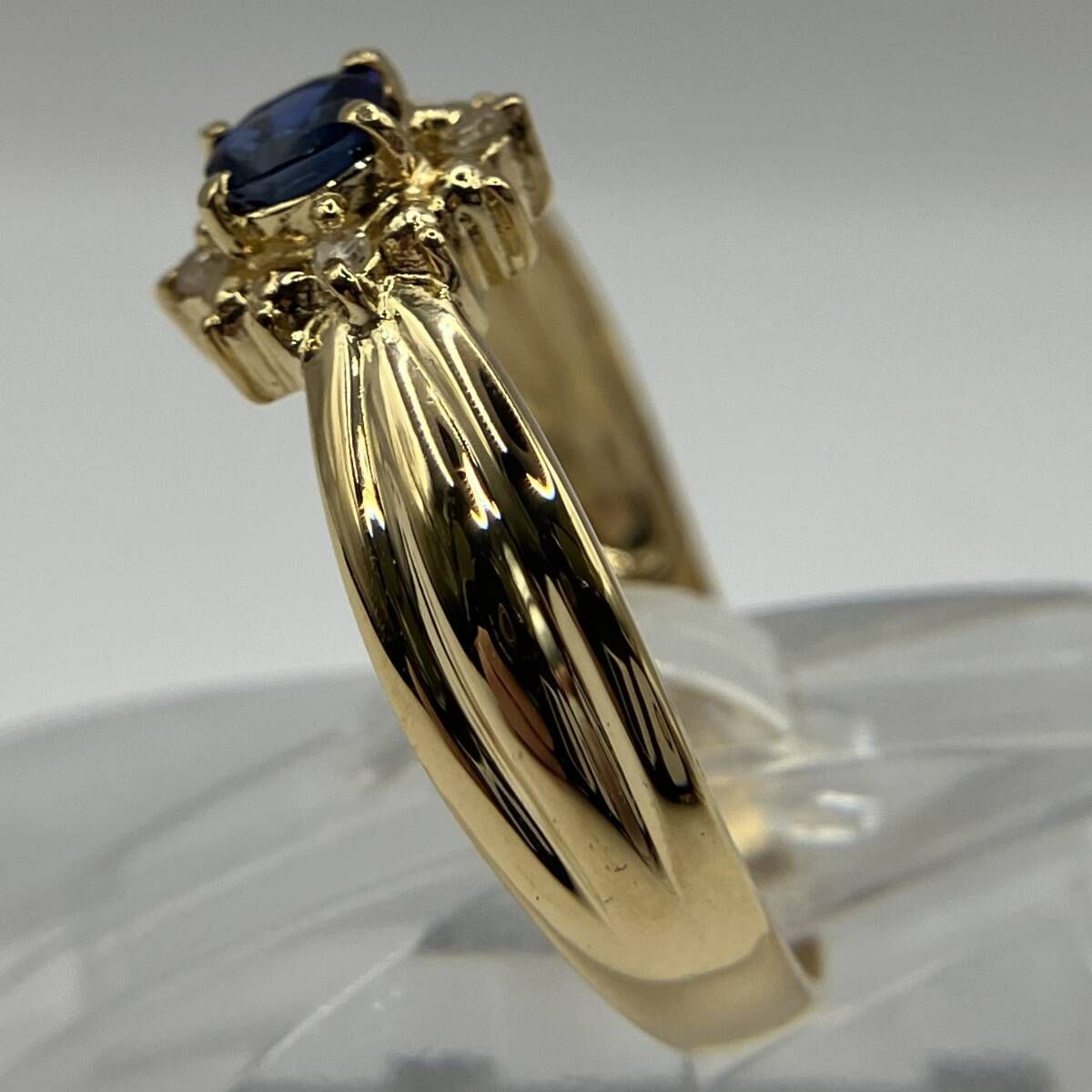 K18華（蒲公英）彫刻ゴールドリング13号2846K2506