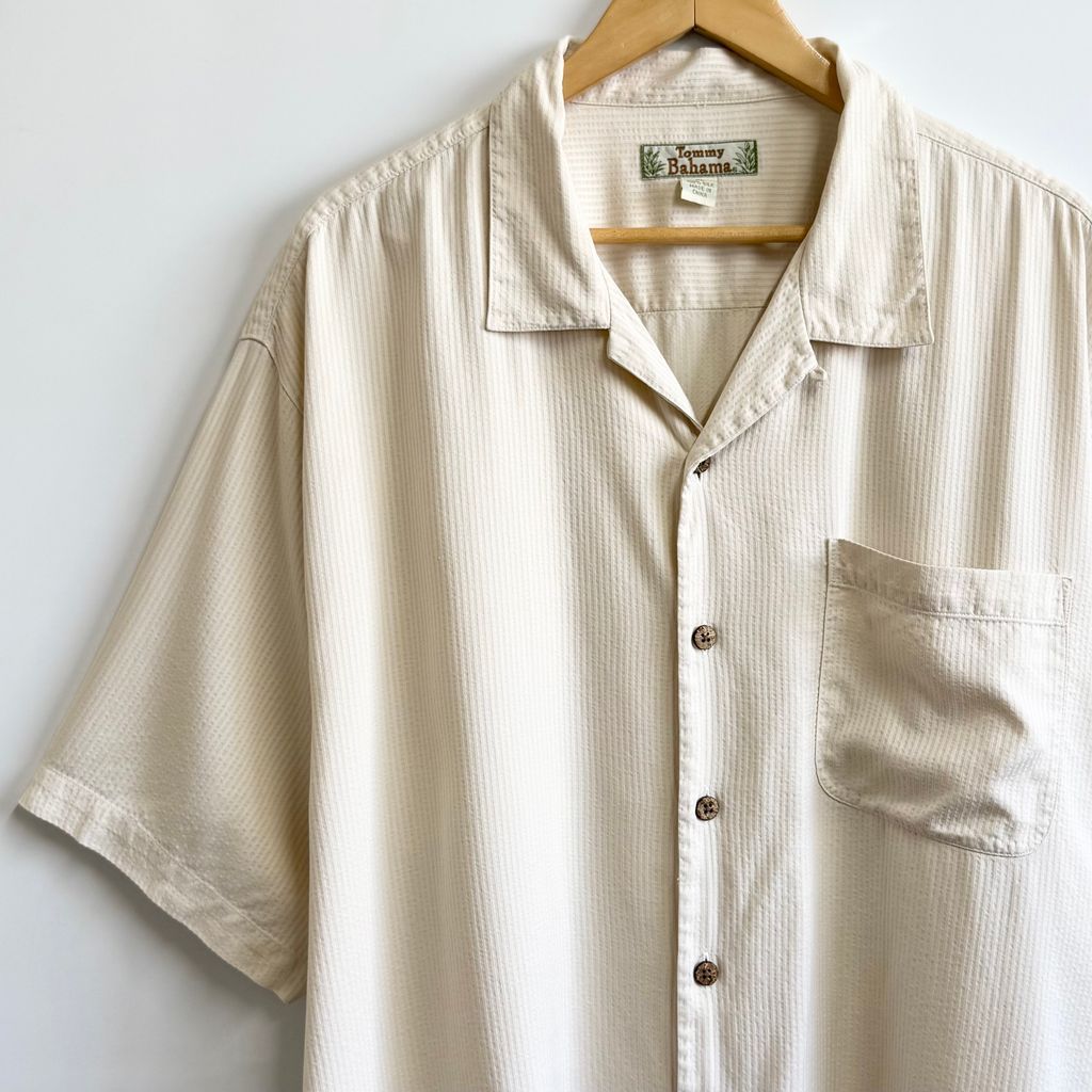 Tommy Bahama トミーバハマ シルクシャツ ストライプ ポケット