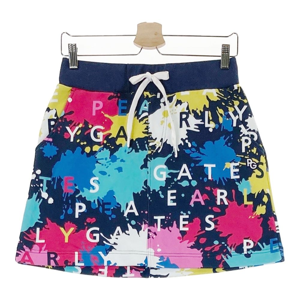 サイズ 1 PEARLY GATES パーリーゲイツ 055-2134016 裏起毛 スウェットスカート ペイント柄 ネイビー系 240101543749 ゴルフウェア レディース ストスト