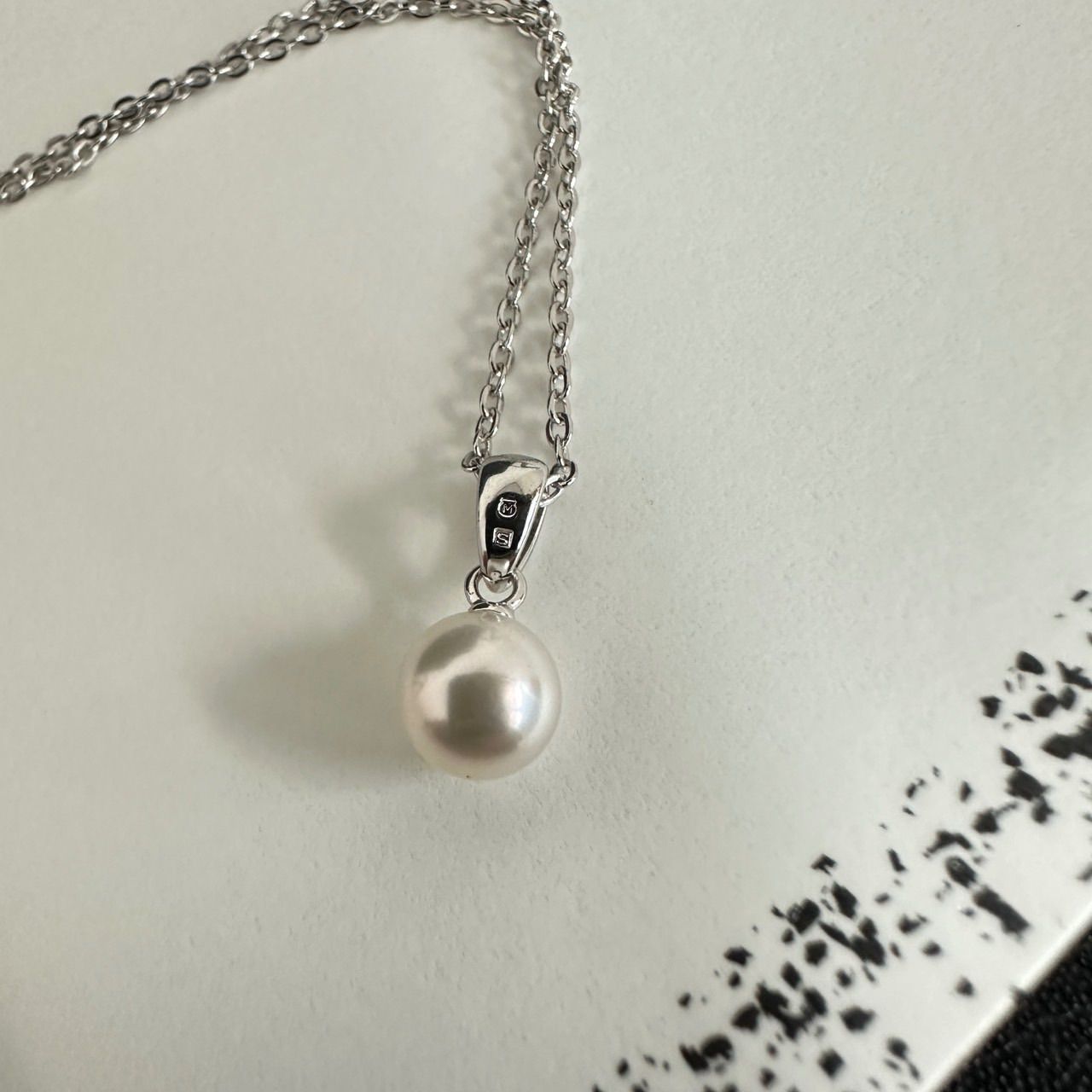 【極美品☆】ミキモト パールネックレス シルバー 一粒パール アコヤ真珠 ミキモト 一粒パール ネックレス シルバー MIKIMOTO/24-479S