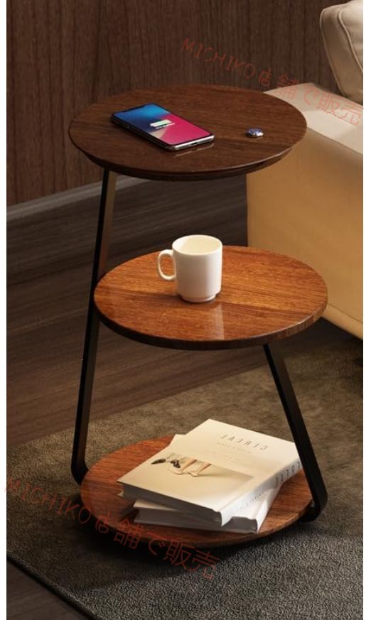 クリエイティブ スマート ベッドサイドテーブル 充電ステーション付き ナイトテーブル スリム おしゃれ 3段収納パネル ソファ 3色LEDライト 寝室 リビング 電話台 ソファーサイド