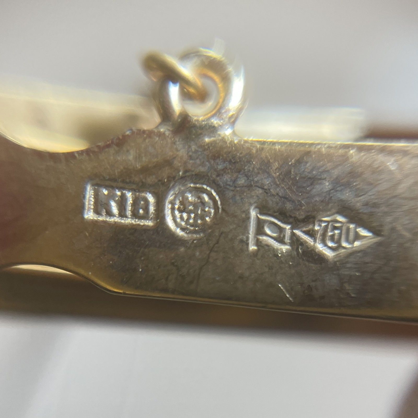 ネクタイピン　k10 ✖️茶水晶　大蔵省造幣局マーク入り ☆ K18/750刻印 造幣局ホールマーク 18金 ゴールド ネクタイピン