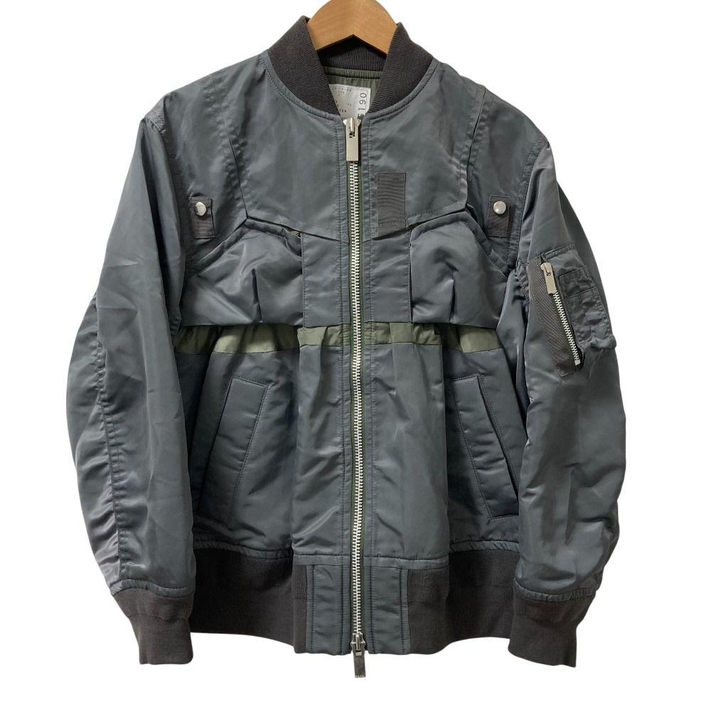 22AW Sacai サカイ Nylon Twill Mix Blouson MA-1 ジャケット 22-06190 サイズ2 グレー レディース 古着