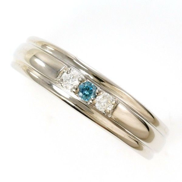 K14WG リング ring 指輪 11号 ブルーダイヤ ダイヤ 計0.10 総重量約2.3g