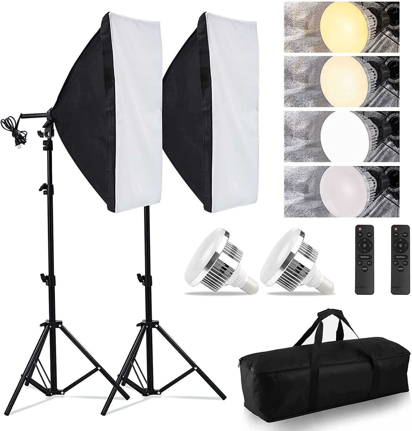 ソフトボックス 2025新登場LED撮影用ライト 写真撮影ソフトボックス 50x70cm 照明キット 遠隔操作 3色ライトモード 2800K-6000K 撮影用照明 写真照明用セット 三脚付き 調整 スタンド 収納バッグ付き お持ち込みやすい 写真用 撮影