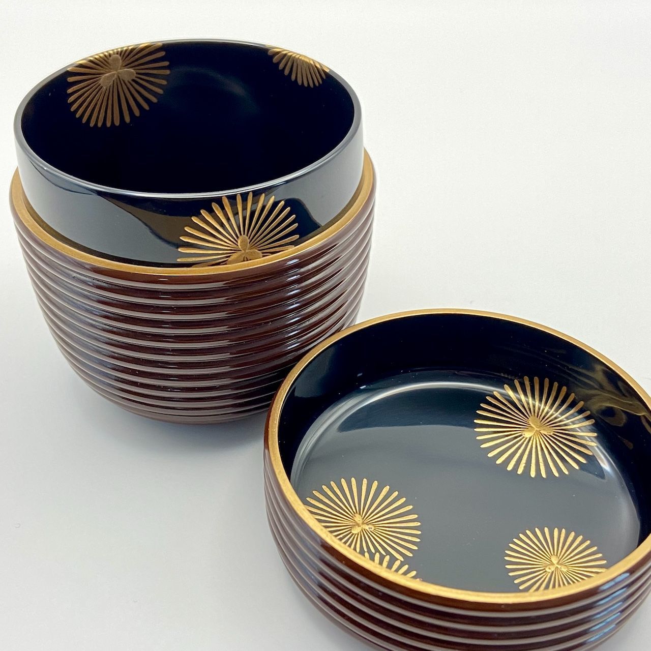 大棗 潤塗 独楽筋 中谷秀斉 共箱入 茶道具 薄茶器 漆器 漆芸 伝統工芸