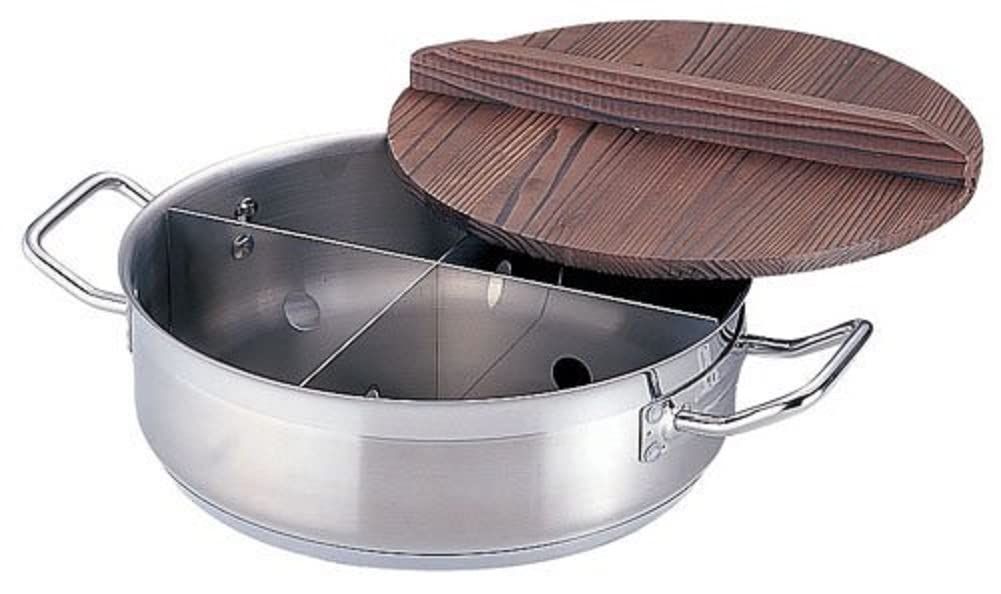 新着商品 EOD291 木蓋焼杉 仕切り18-8 本体21-0 IH対応 大 木蓋付 丸型おでん鍋 業務用 遠藤商事