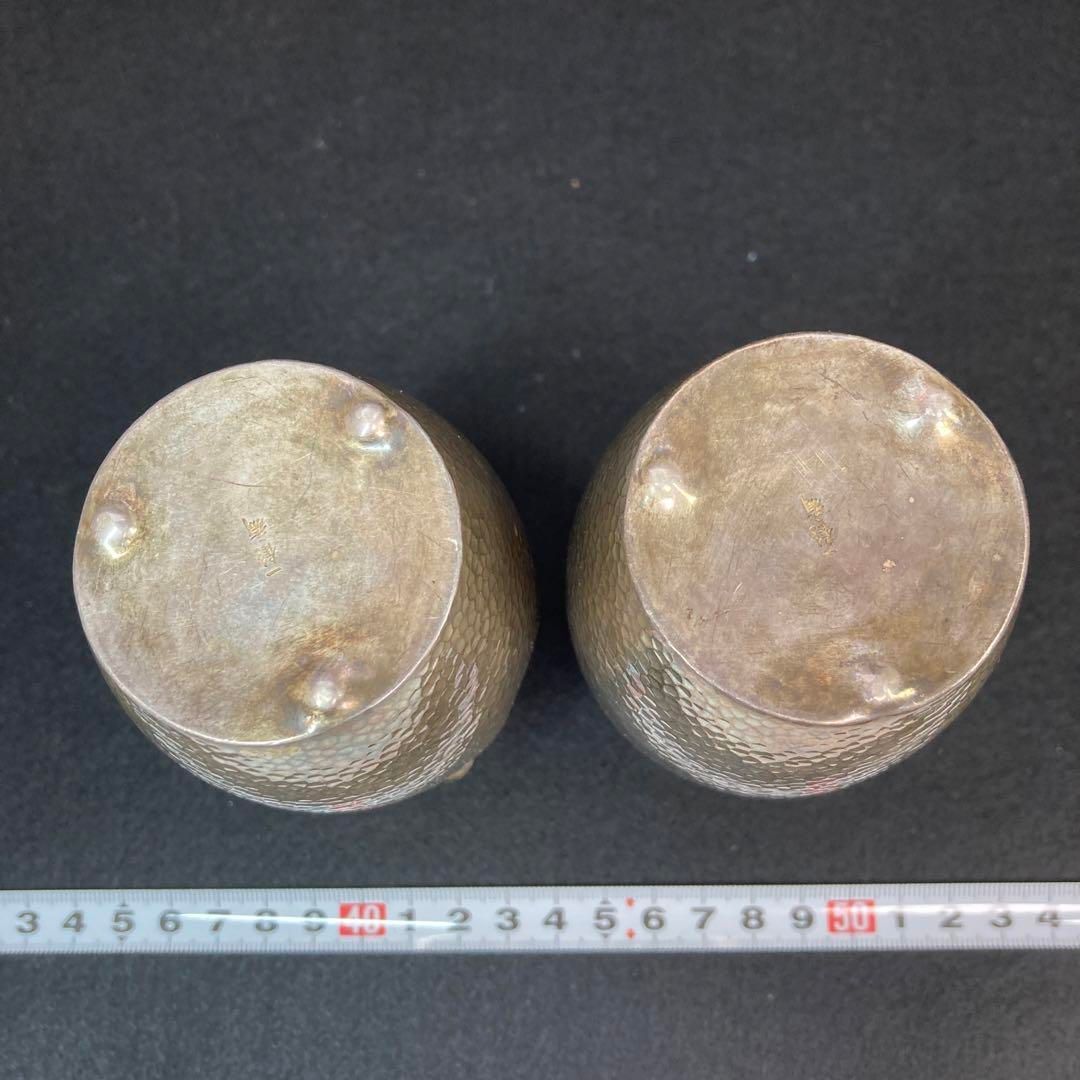 一鶴斎 純銀亀甲酒注一対