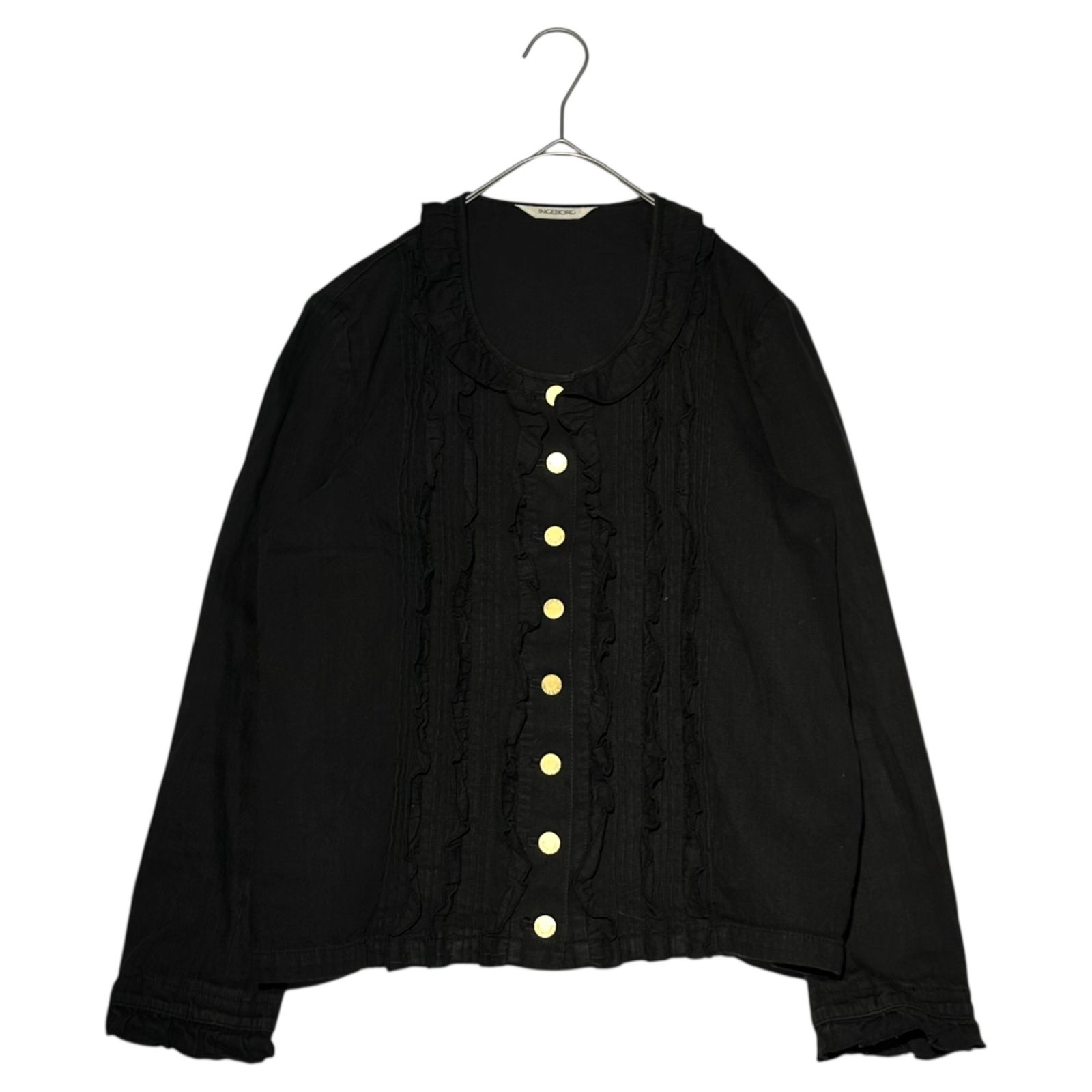 インゲボルグ　デニムノーカラージャケット 未使用 INGEBORG(インゲボルグ) 90's~00's No-Collar Ruffled Denim