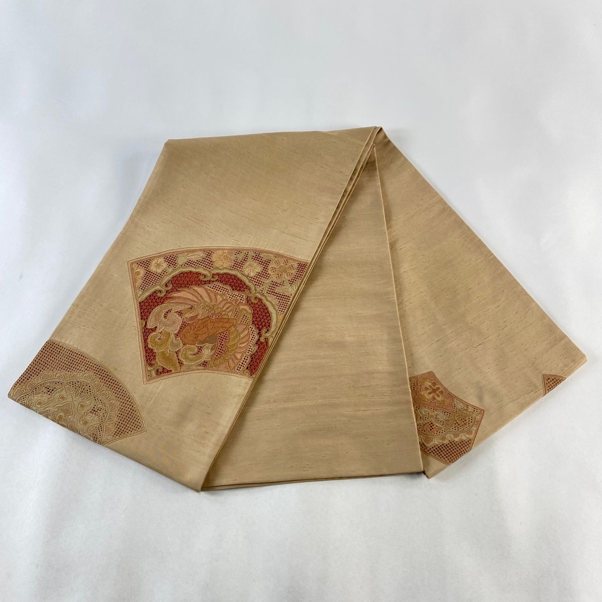 袋帯 秀品 お太鼓柄 正絹 袋帯 お太鼓柄 秀品 薄茶色 店 灰紫