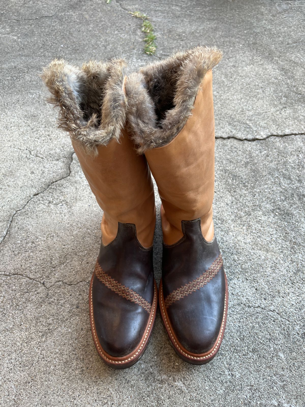 2002AW Number (N)INE NOWHERE MAN Rabbit Fur Western Boots