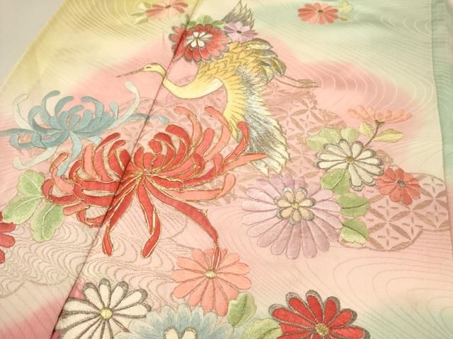 平和屋着物○訪問着 枝花文 暈し染め 正絹 逸品 AAAZ3795ck 平和