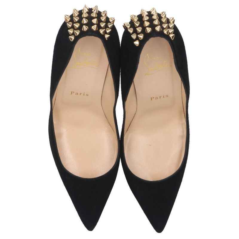 美品 クリスチャンルブタン スタッツ パンプス スエード ポインテッド