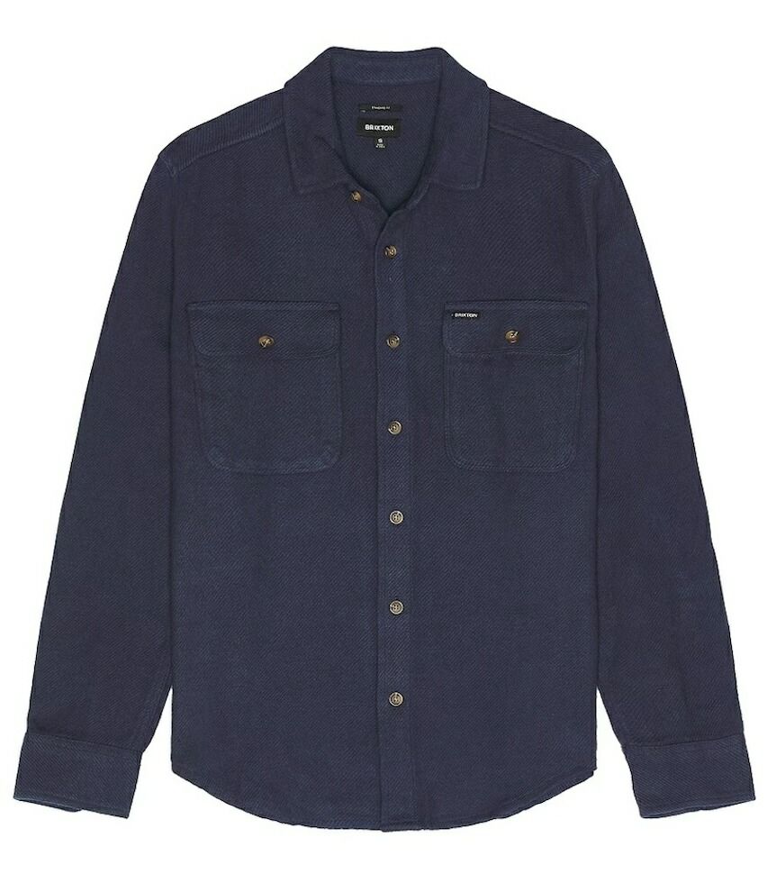 Brixton Bowery Textured Twill Over Shirt Washed Navy M