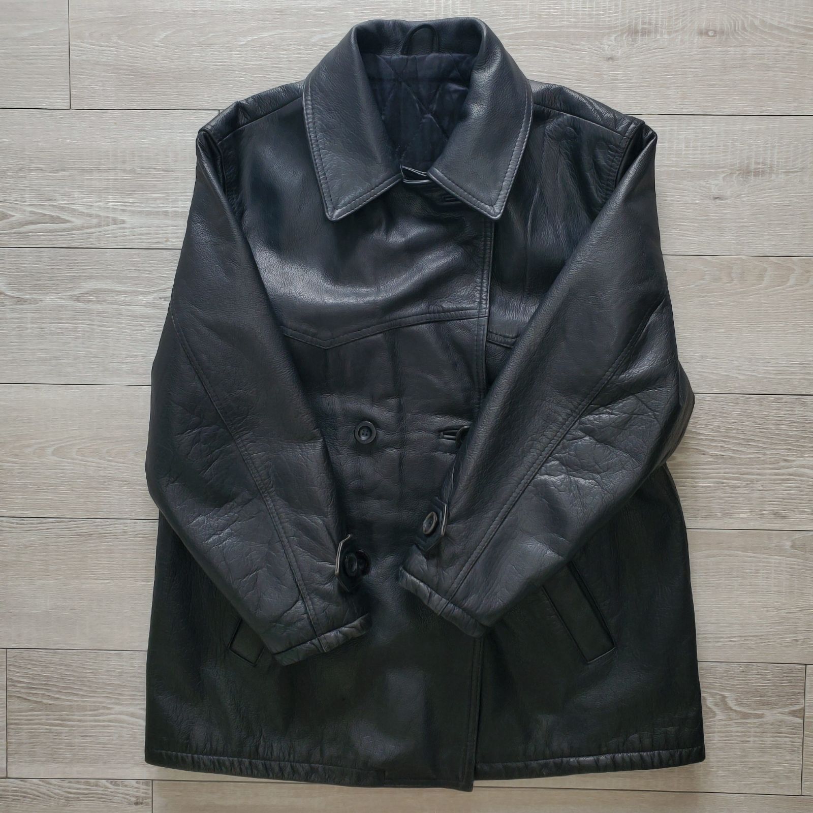 Euro vintage 1970-80s Leather Car Coat 古着 本革 ウエスタンヨーク