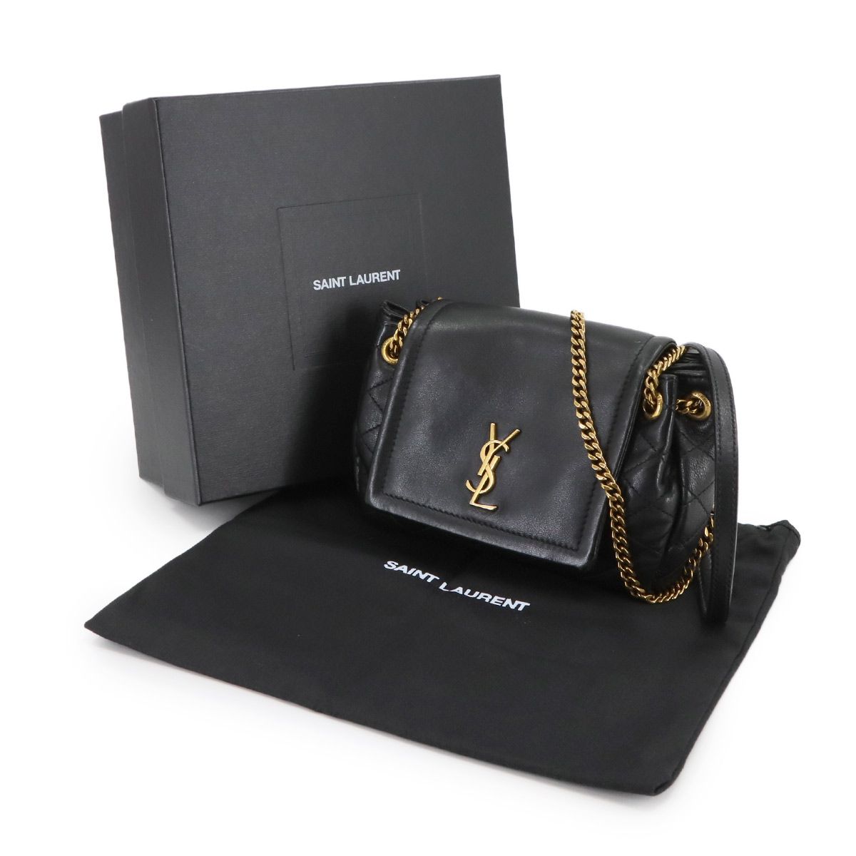 サンローラン SAINT LAURENT モノグラム ノリータ ミニ ショルダー バッグ レザー ブラック 672738 Mini NOLITA 90296093