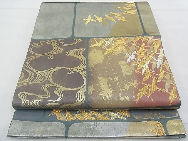 平和屋-こころ店■西陣　とみや織物謹製　とみや帯　六通柄袋帯　花映麗姿文　金糸　引箔　正絹　逸品　AAAG0573Aaz