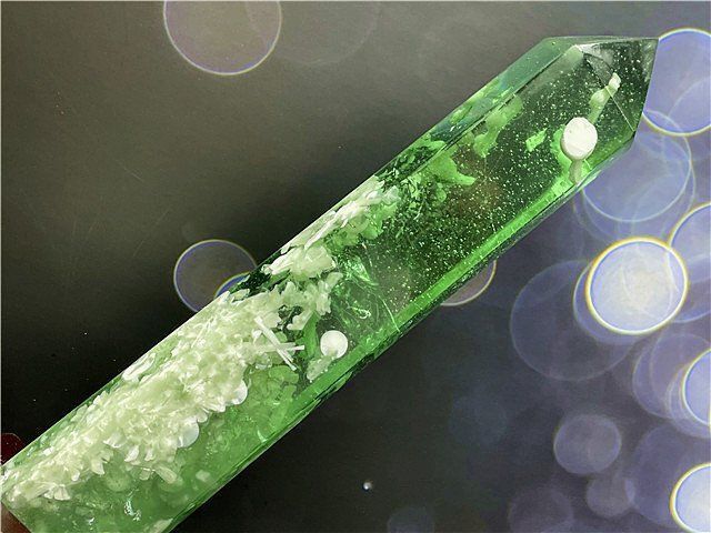 約:297mm 1145g超綺麗☆雪花オブシディアン六角柱B86Z2/133Z03B