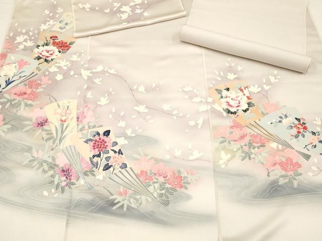 着物　　反物 Prices down2】正絹 小紋 反物 着物「濃紫 縦ぼかし 麻の葉
