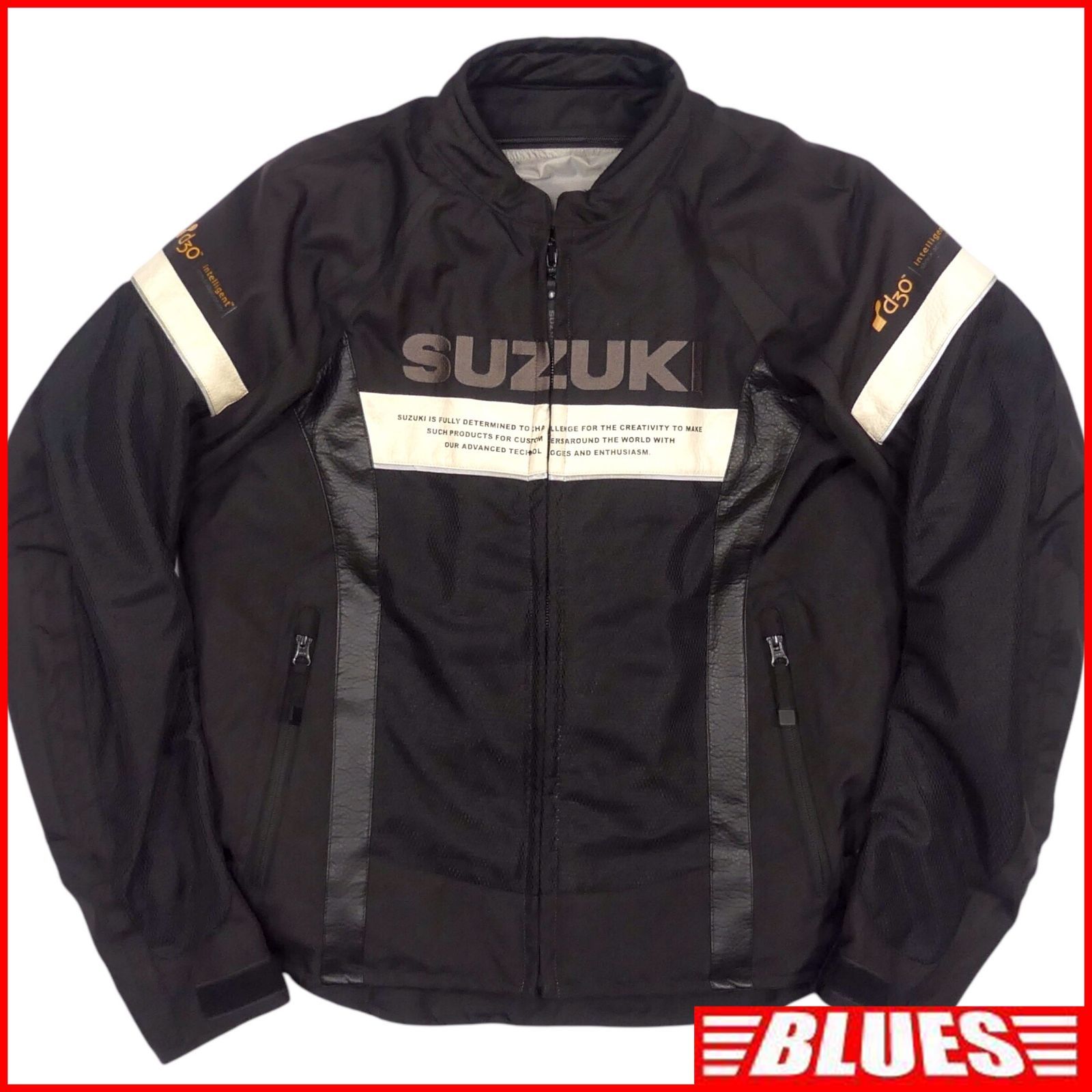 SUZUKI スズキ レーシングジャケット ライダース L バイク メンズ 黒 