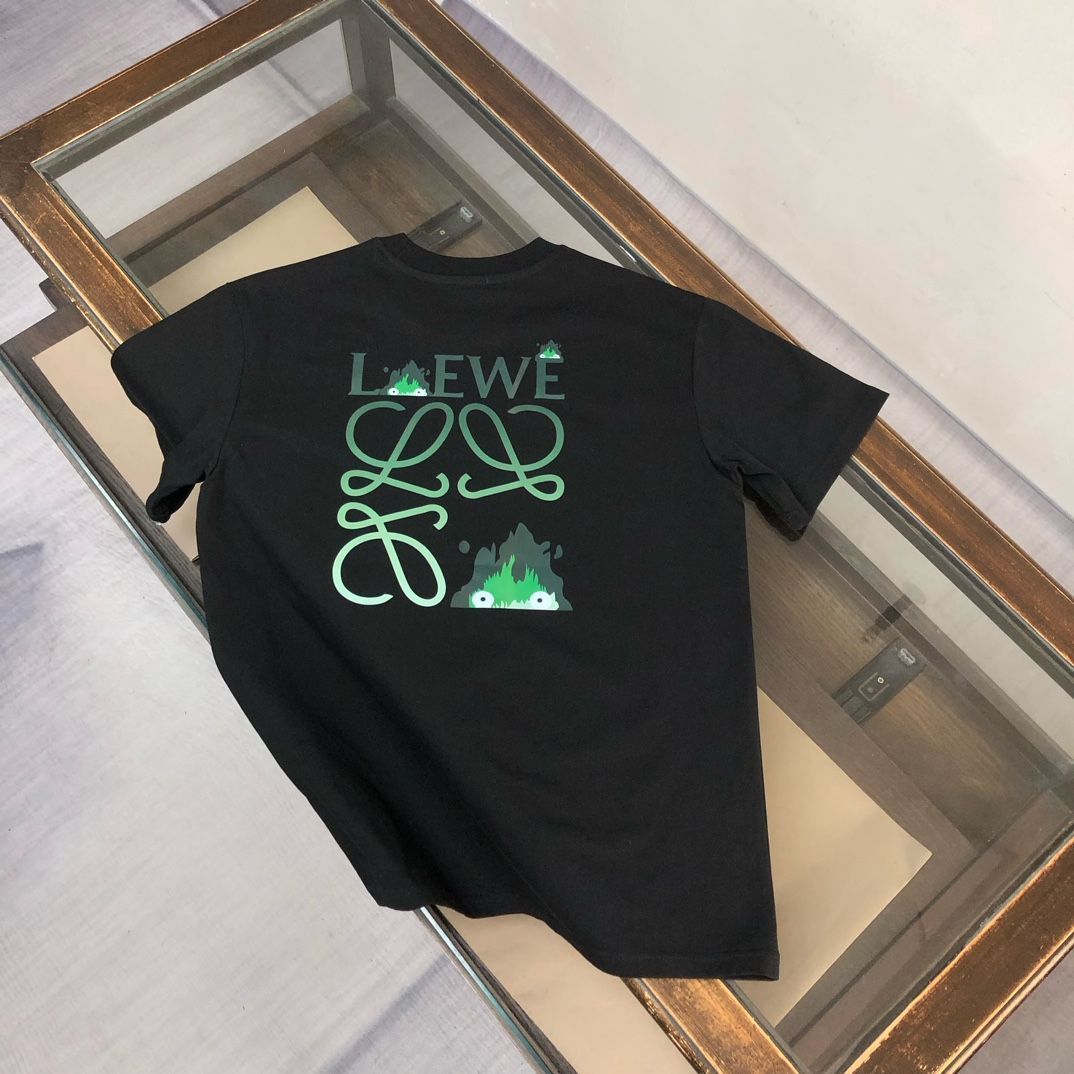 LOEWE 25SS コットンTシャツ 関税込み ドレープ Tシャツ（コットンブレンド） ブラック - LOEWE