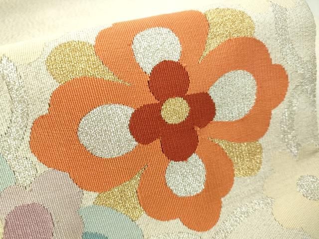 平和屋着物○爪掻き本綴れ 八寸名古屋帯 正倉院菱花文 金銀糸