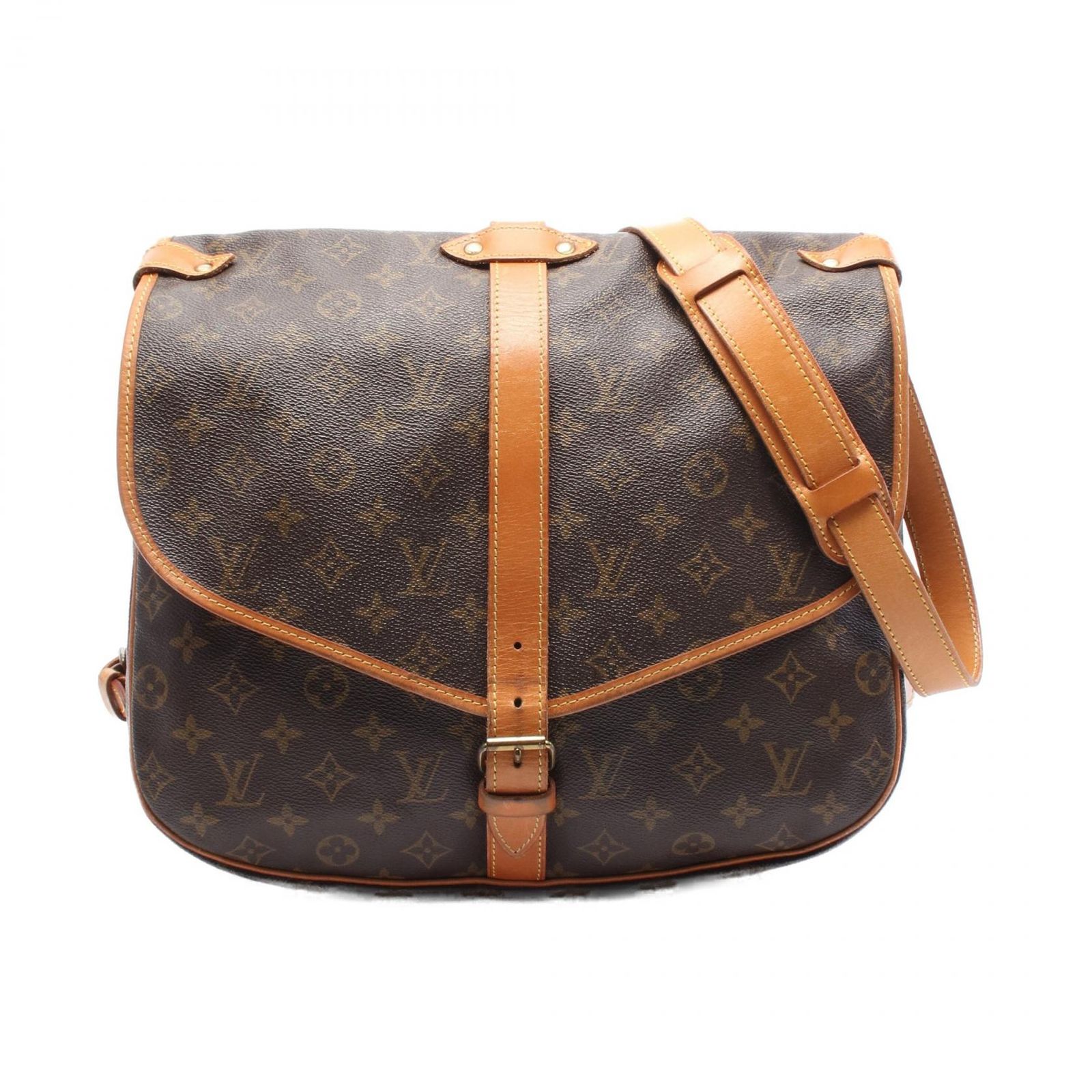 ルイ ヴィトン LOUIS VUITTON ショルダーバッグ ソミュール35 M42254 PVCコーティングキャンバス レザー ソミュール35 レディース Used B