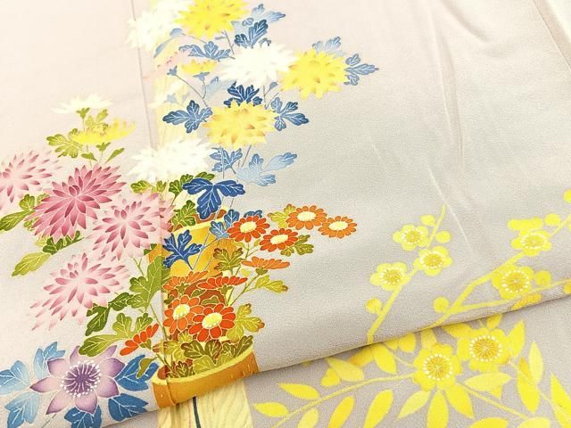 平和屋着物○本加賀友禅作家 水野博 色留訪問着 花籠文 正絹 逸品