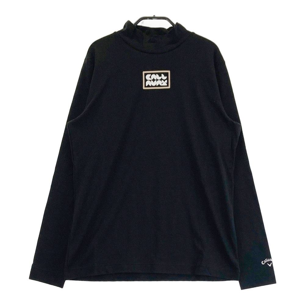 サイズ：L CALLAWAY キャロウェイ 2024年モデル ハイネック フロントプリント長袖Tシャツ  ブラック系 [240101415255] ゴルフウェア レディース ストスト サイズ：L CALLAWAY キャロウェイ 2024年モデル ハイネック
